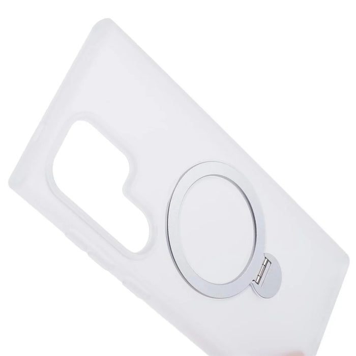 For Samsung Galaxy S24 Ultra Phone Case Rotary Ring Kickstand Magnetic Phone Cover - White - 7