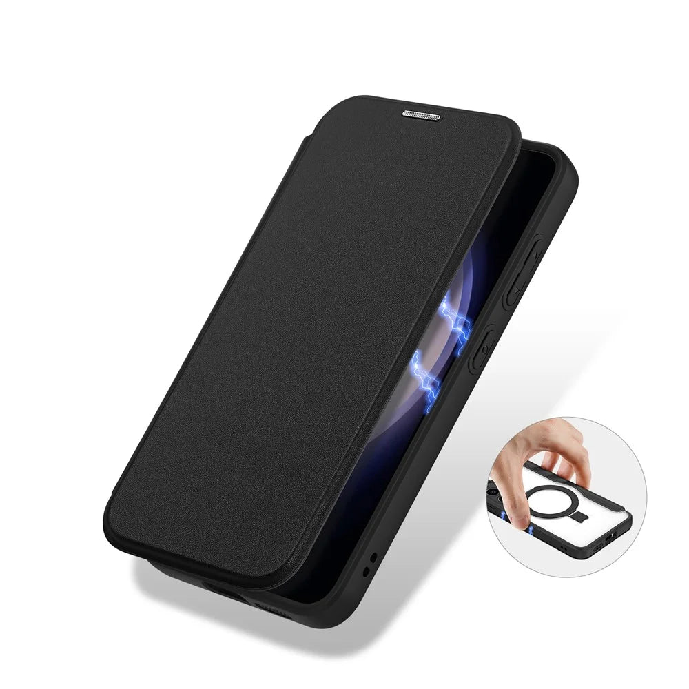 DUX DUCIS Skin X Pro for Samsung Galaxy S24+ Magnetic Case RFID Blocking Card Slots Kickstand Cover - Black - 2