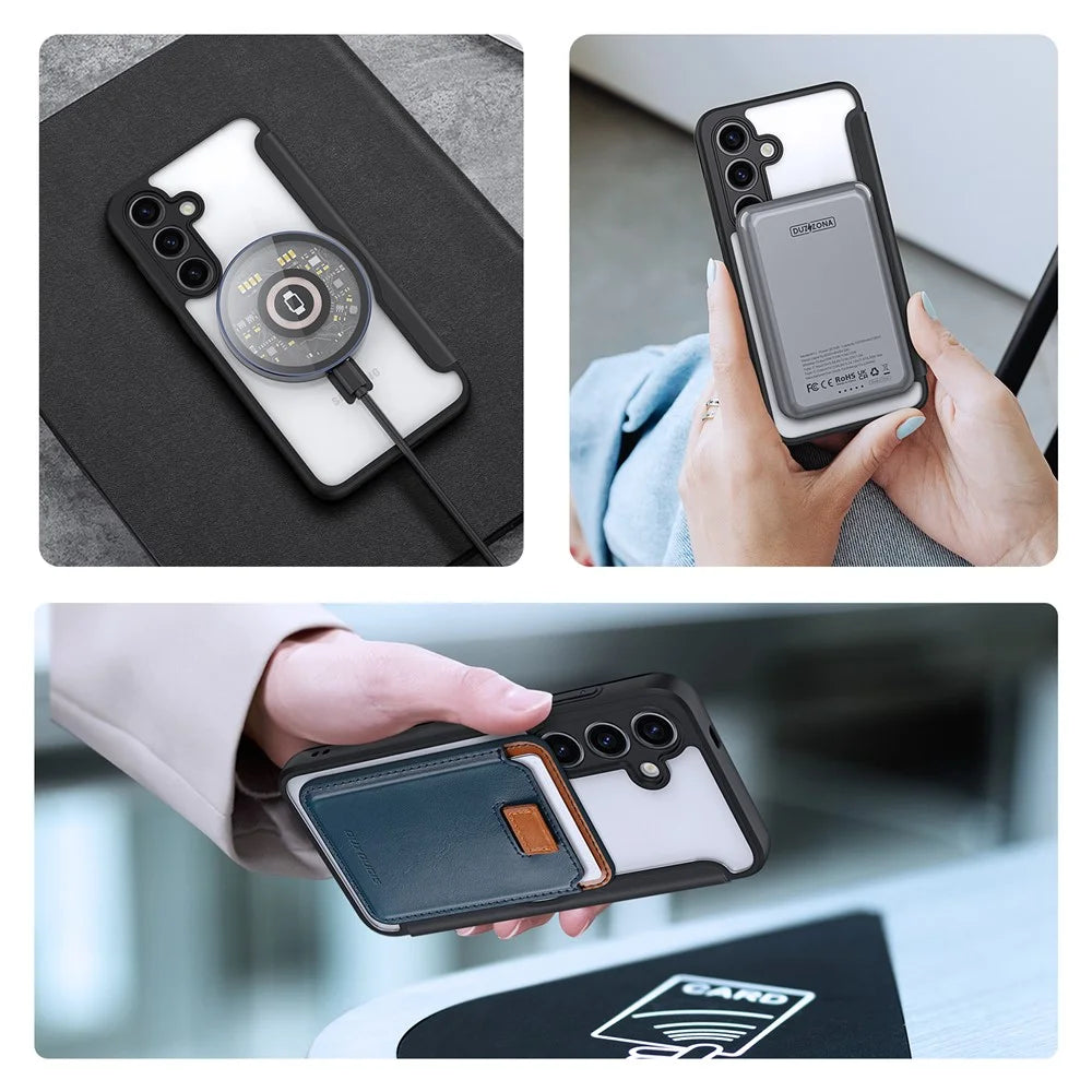 DUX DUCIS Skin X Pro for Samsung Galaxy S24+ Magnetic Case RFID Blocking Card Slots Kickstand Cover - Black - 7
