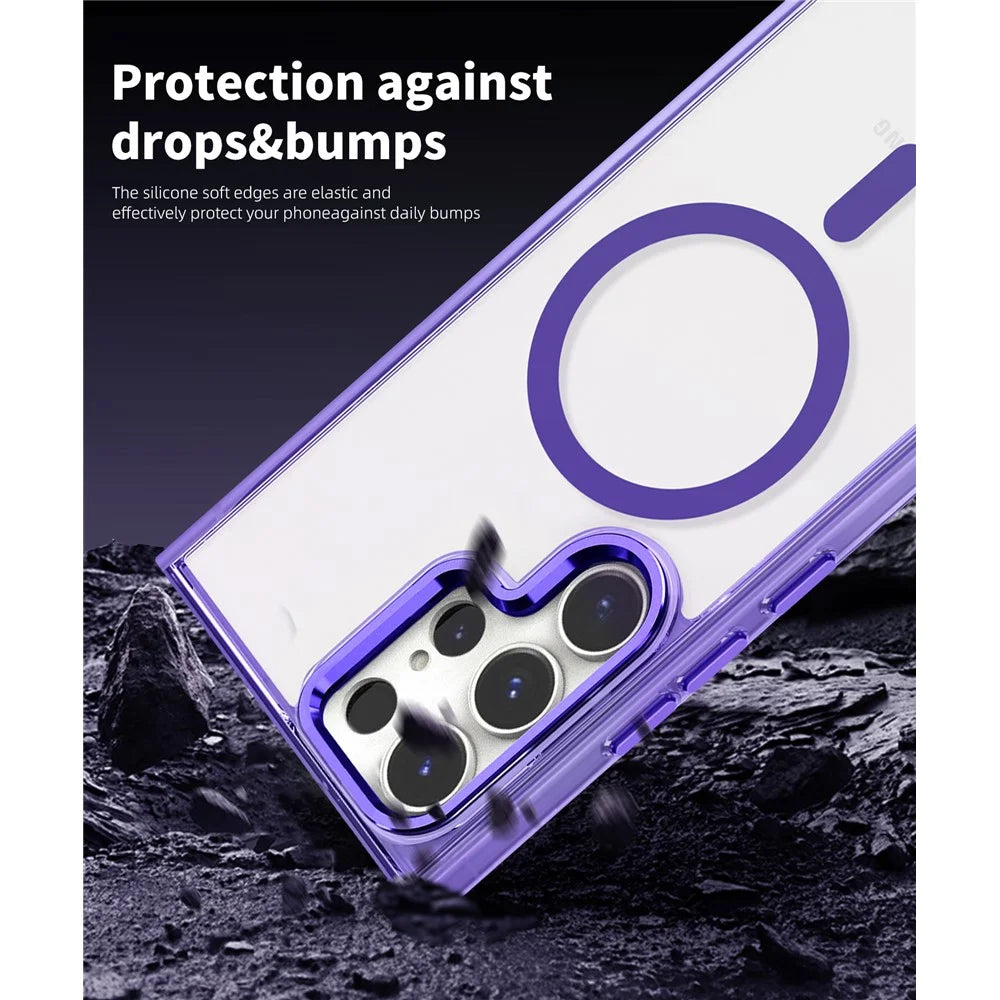 For Samsung Galaxy S24 Ultra Phone Case Clear Magnetic Case Wireless Charging - Purple - 5