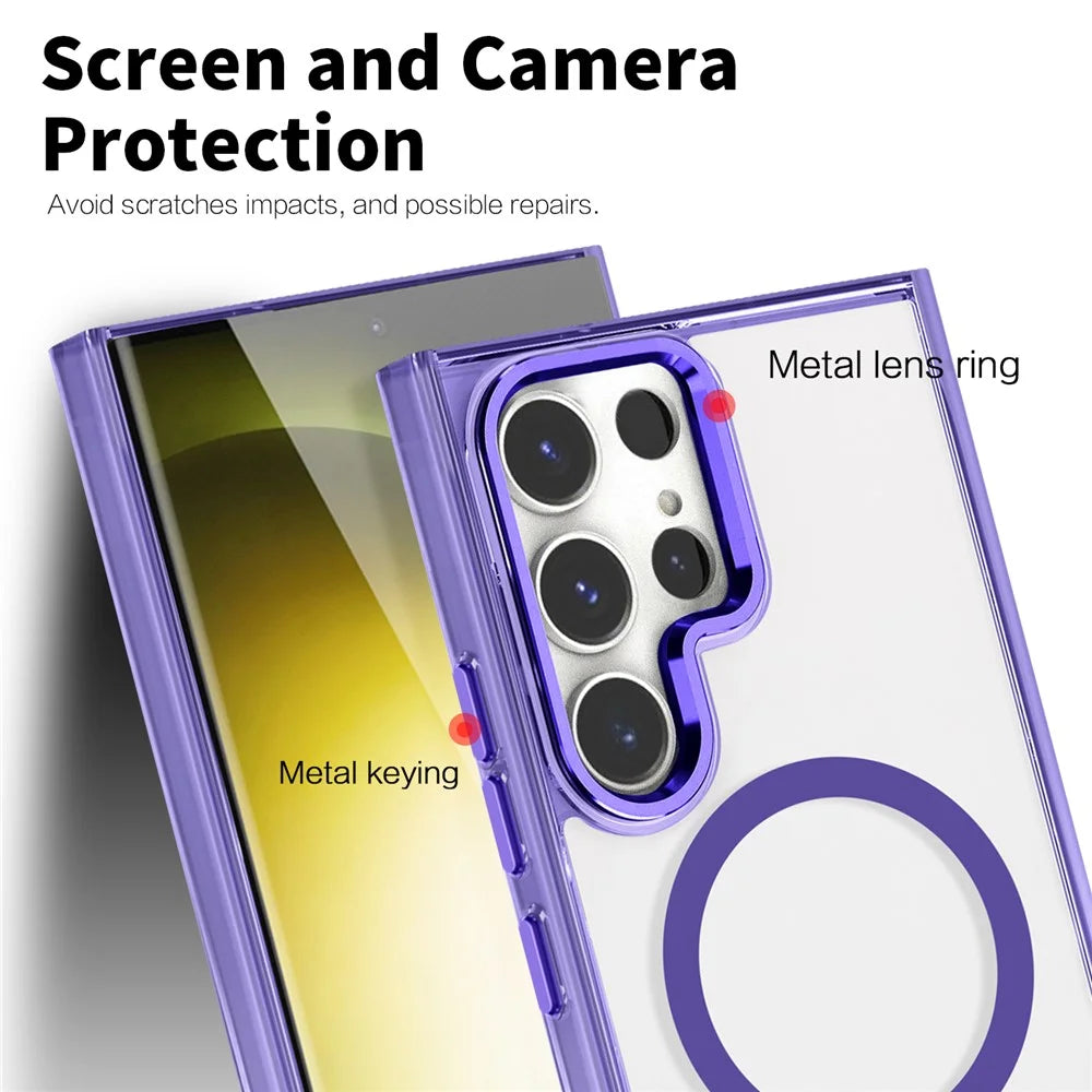 For Samsung Galaxy S24 Ultra Phone Case Clear Magnetic Case Wireless Charging - Purple - 6