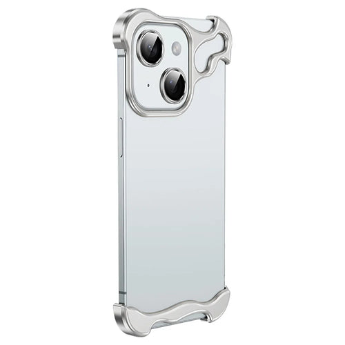 Frameless Case for iPhone 14 Plus Bumper Slim Phone Cover with Camera Lens Protector - Silver - 1