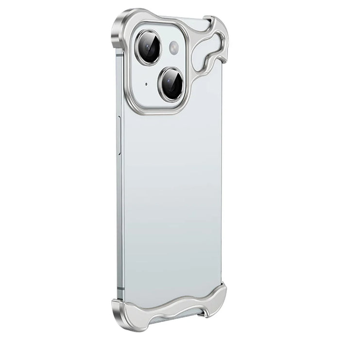 Frameless Case for iPhone 14 Plus Bumper Slim Phone Cover with Camera Lens Protector - Silver - 1