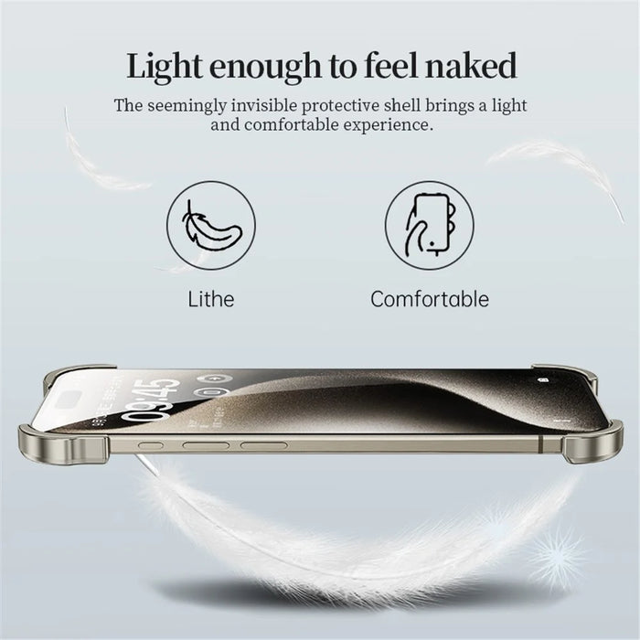 For iPhone 14 Frameless Bumper Case Aluminium Alloy Four Corners Shockproof Phone Cover - Black - 5
