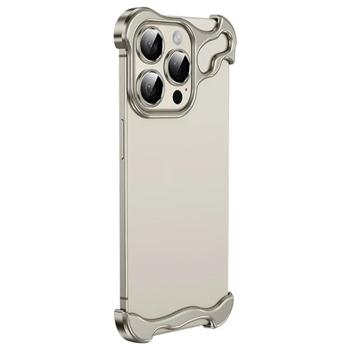 For iPhone 14 Pro Frameless Slim Case Bumper Phone Cover with Built-in Camera Lens Protector - Grey - 1