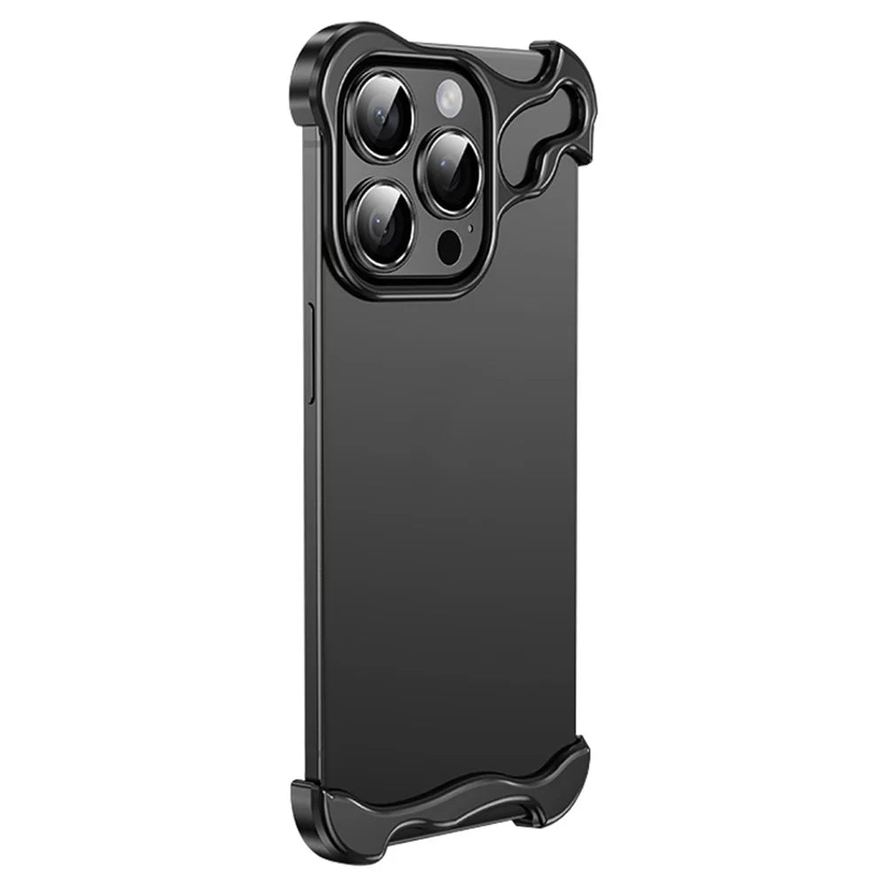 For iPhone 14 Pro Max Alien Shape Bumper Case Borderless Design Camera Lens Protection - Black - 1