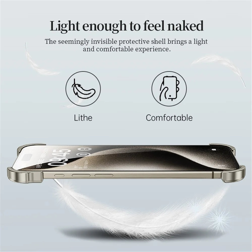 For iPhone 15 Pro Bumper Case with Camera Lens Protector Aluminum Alloy Frameless - Blue - 5