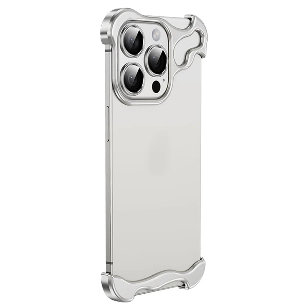 For iPhone 15 Pro Max Bumper Case with Camera Lens Protector Minimalist Yet Protective Shell - Silver - 1