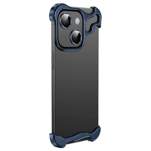 For iPhone 15 Plus Bumper Case Aluminium Alloy Corner Pad Protection - Blue - 1