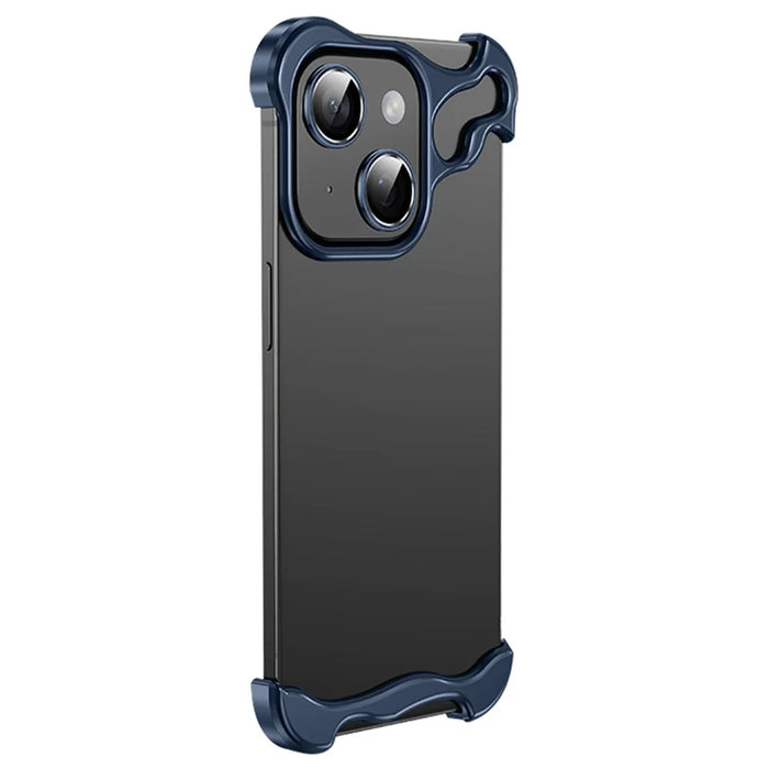 For iPhone 15 Plus Bumper Case Aluminium Alloy Corner Pad Protection - Blue - 1