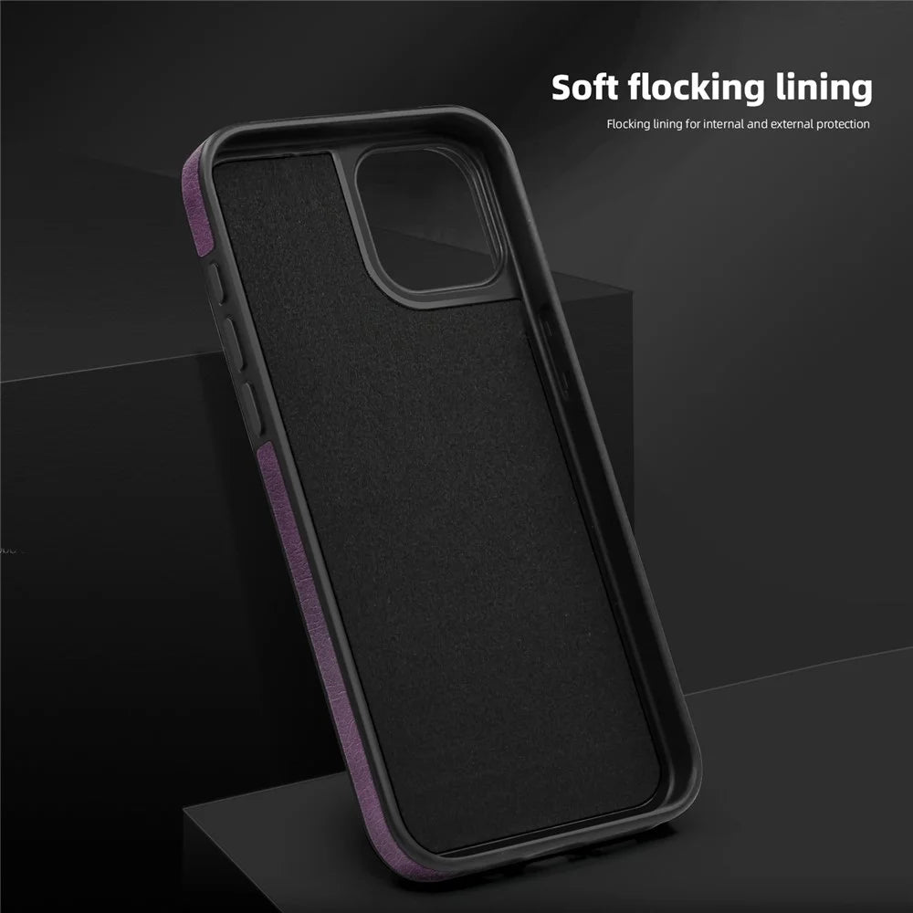 For iPhone 15 Plus Case Compatible with MagSafe Kickstand Leather Phone Back Cover - Blackish Green - 4