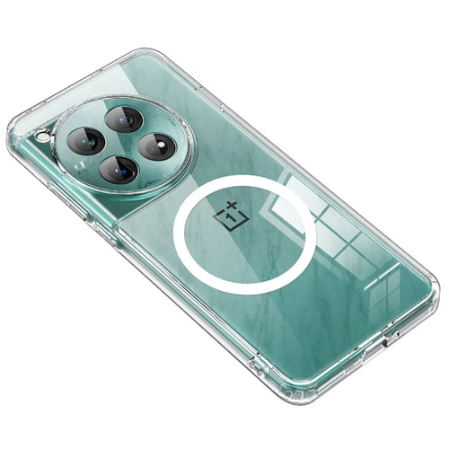 For OnePlus 12 5G Magnetic Case Anti-Scratch PC+TPU Phone Cover - Transparent - 1