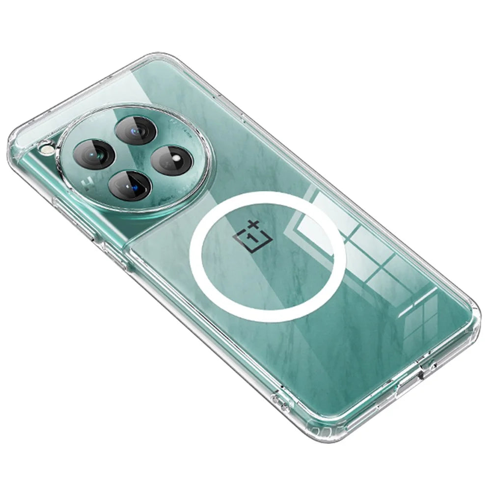 For OnePlus 12 5G Magnetic Case Anti-Scratch PC+TPU Phone Cover - Transparent - 1