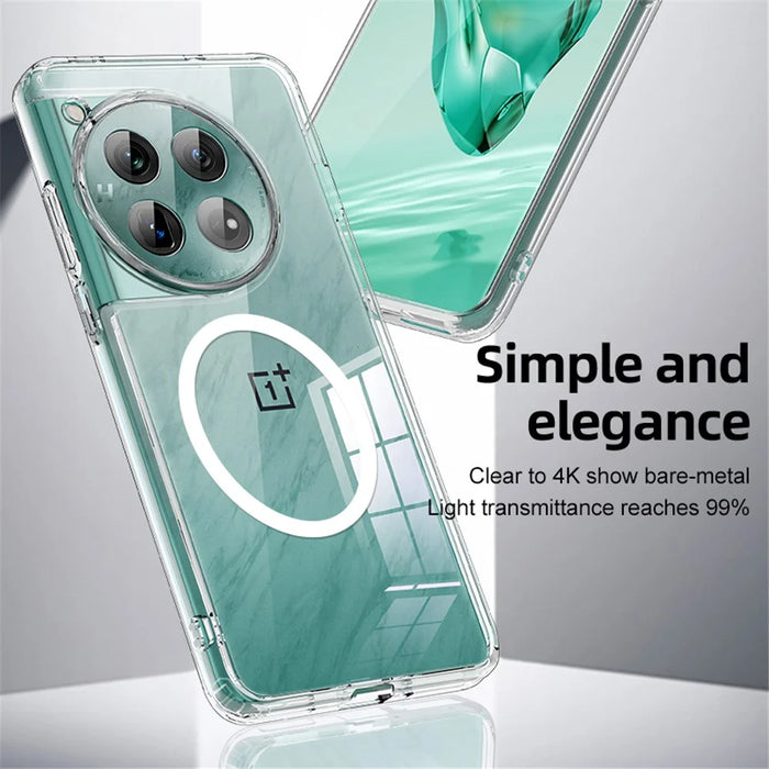 For OnePlus 12 5G Magnetic Case Anti-Scratch PC+TPU Phone Cover - Transparent - 3