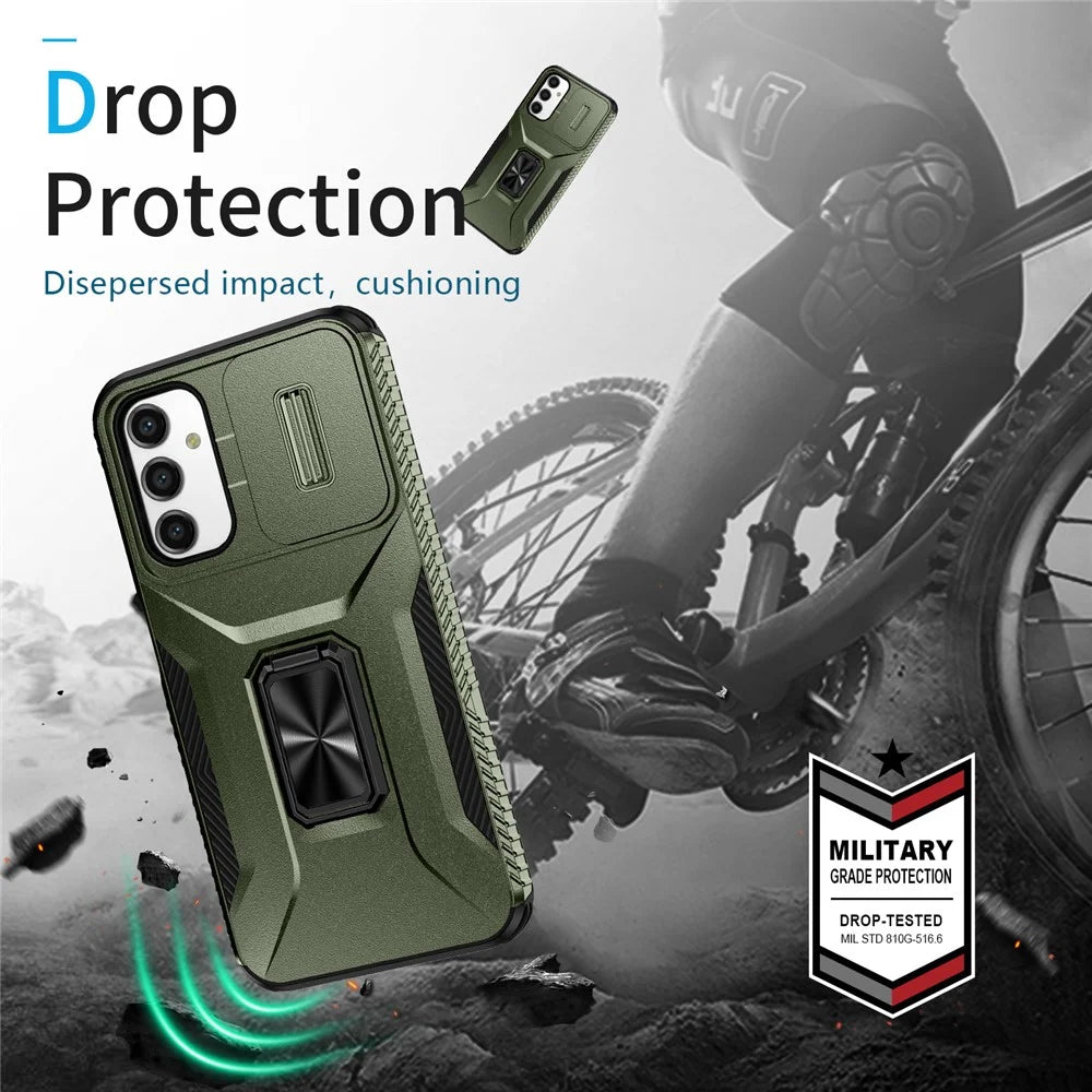 For Samsung Galaxy A15 4G Phone Case PC TPU Dual Layer Shockproof Cover Slide Lens Protection - Green - 7