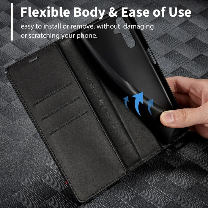 LC.IMEEKE For Samsung Galaxy A55 5G Phone Case Flip Wallet Carbon Fiber Texture - Horizontal Stripe - 5