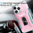 For iPhone 13 Pro Phone Case Impact-Resistant Armor Cover with Slide Camera Lid - Pink+Cyan - 6