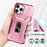 For iPhone 13 Pro Max Kicstand Phone Case with Camera Lens Cover Slider Dual Layer Protection - Pink+Rose - 5
