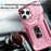 For iPhone 13 Pro Max Kicstand Phone Case with Camera Lens Cover Slider Dual Layer Protection - Pink+Rose - 6