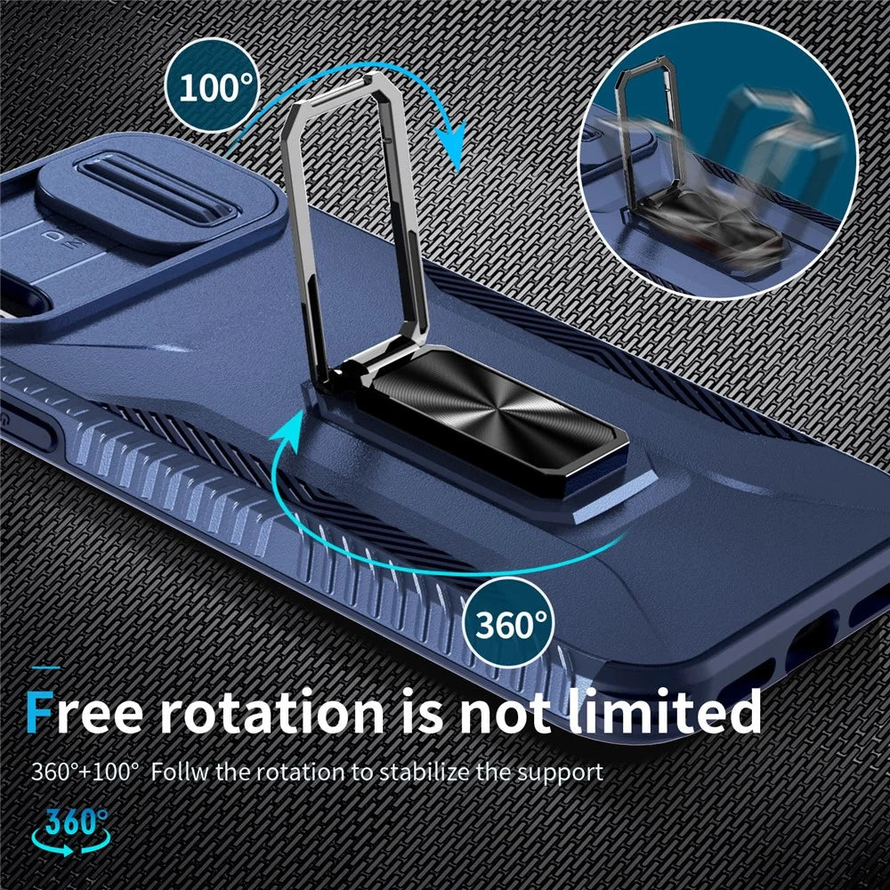 For iPhone XS Max Case with Camera Cover Kickstand Impact-Resistant Phone Protector - Blue - 7