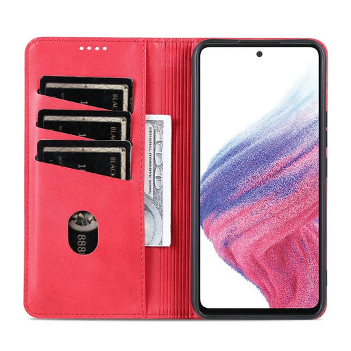 AZNS For Samsung Galaxy A05s 4G PU Leather Cover Stand Magnetic Adsorption Phone Case - Red - 2