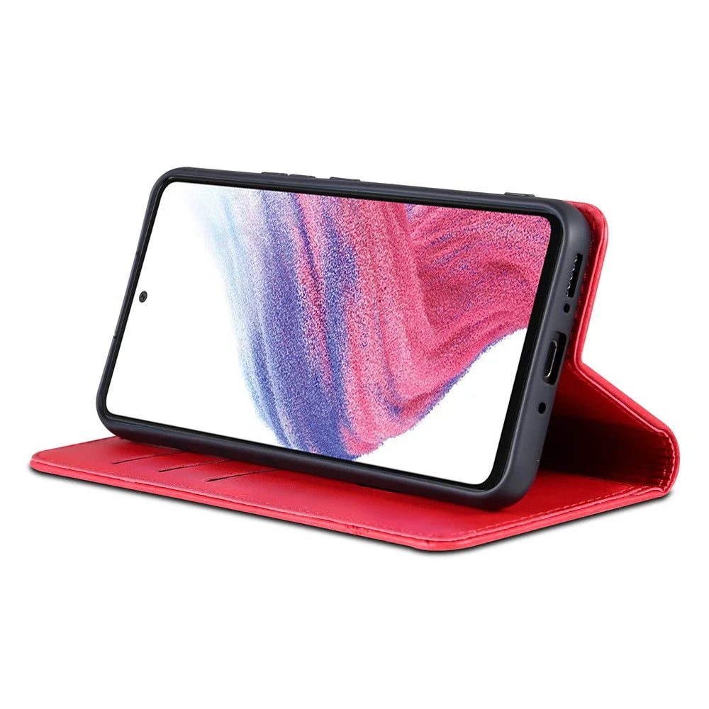 AZNS For Samsung Galaxy A05s 4G PU Leather Cover Stand Magnetic Adsorption Phone Case - Red - 3