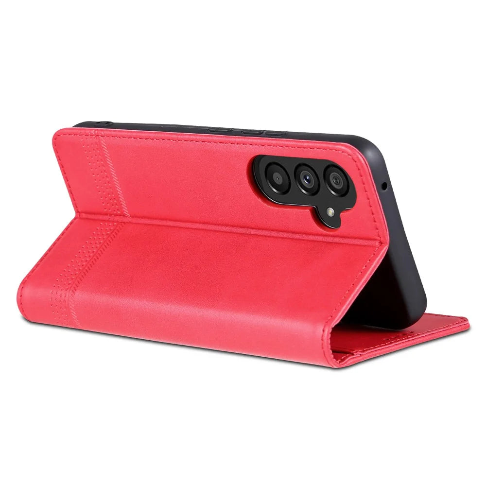 AZNS For Samsung Galaxy A05s 4G PU Leather Cover Stand Magnetic Adsorption Phone Case - Red - 4