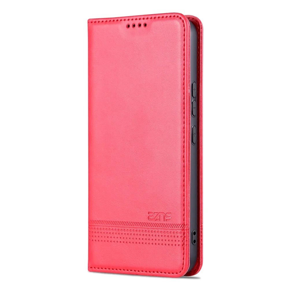AZNS For Samsung Galaxy A05s 4G PU Leather Cover Stand Magnetic Adsorption Phone Case - Red - 7