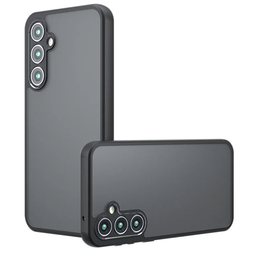 For Samsung Galaxy A15 4G / A15 5G Cell Phone Case Matte TPU+PC Skin-touch Cover - Transparent Black - 1