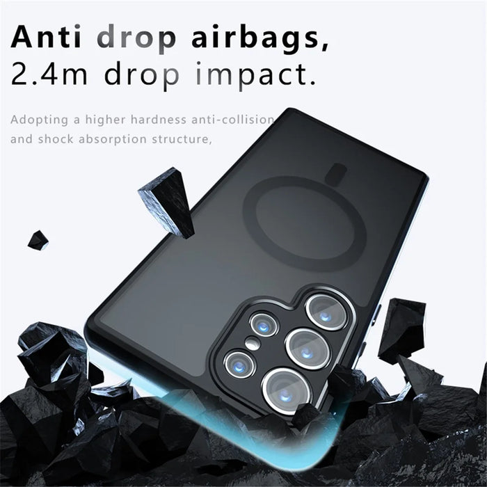 For Samsung Galaxy S24 Ultra Case Magnetic Case TPU+PC Matte Phone Cover - Transparent Black - 3