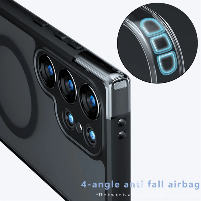 For Samsung Galaxy S24 Ultra Case Magnetic Case TPU+PC Matte Phone Cover - Transparent Black - 4