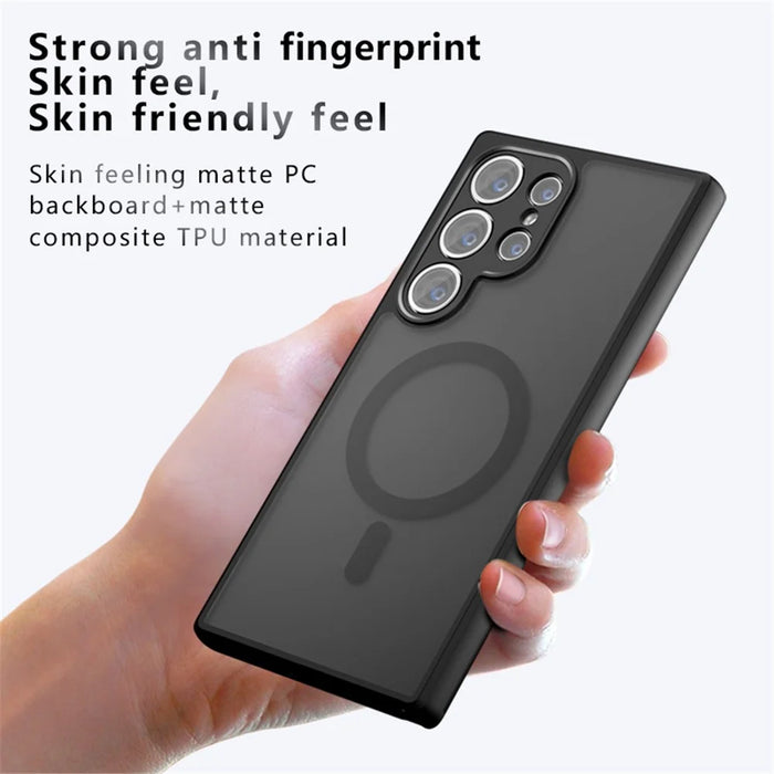 For Samsung Galaxy S24 Ultra Case Magnetic Case TPU+PC Matte Phone Cover - Transparent Black - 7