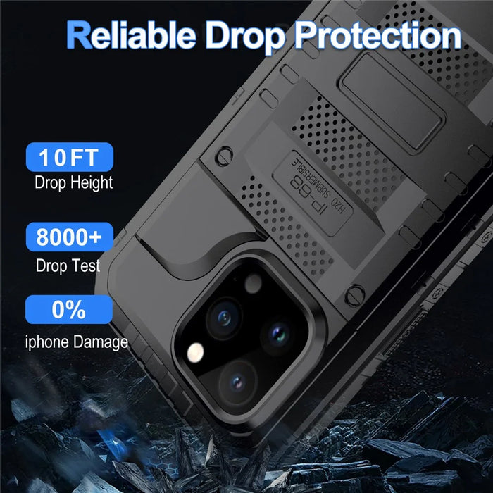 For iPhone 15 Pro Max IP68 Waterproof Case Anti-drop Phone Cover with Screen Protector - Black - 3