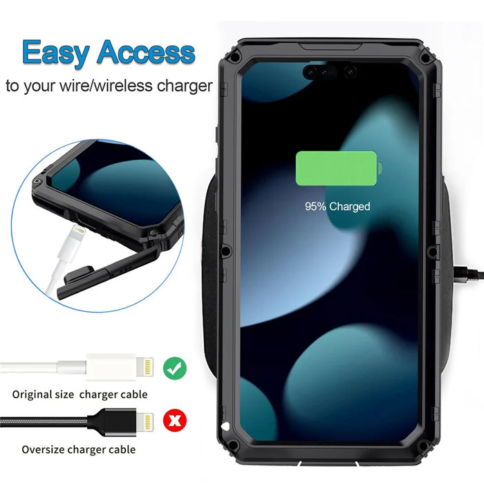For iPhone 15 Pro Max IP68 Waterproof Case Anti-drop Phone Cover with Screen Protector - Black - 5