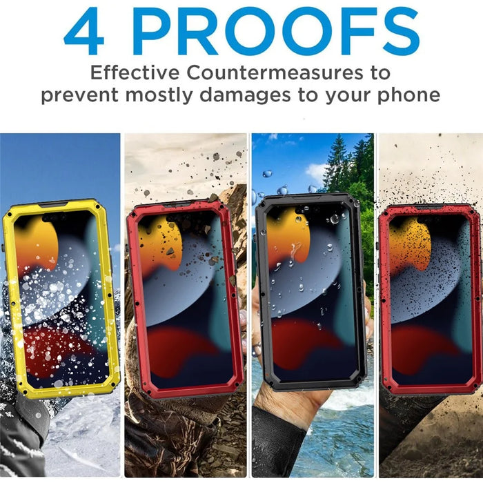 IP68 Waterproof Phone Case for iPhone 15 Pro PC+Silicone Cover with Screen Protector - Red - 7