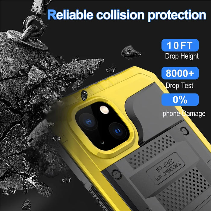 For iPhone 15 IP68 Waterproof Case Drop-proof PC+Silicone Cover with Screen Protector - Yellow - 3