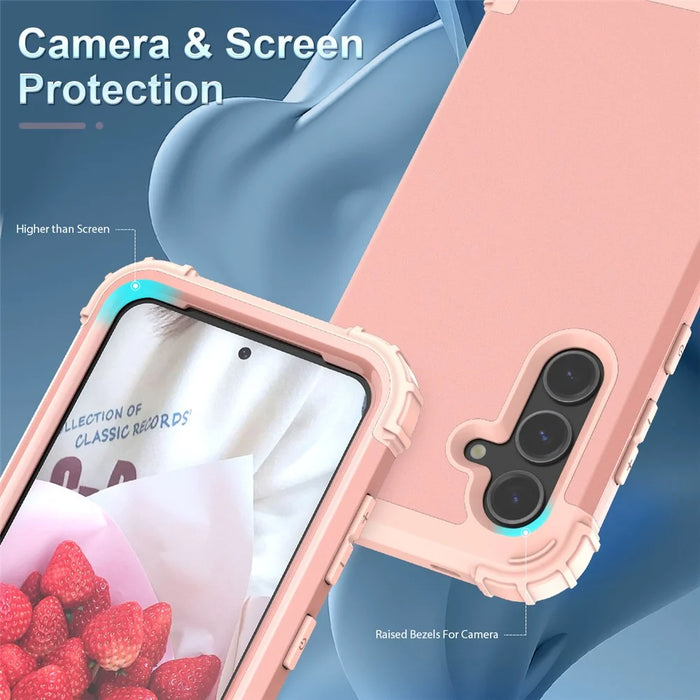L-Style For Samsung Galaxy S24+ Case Drop-Proof PC + TPU Protective Back Cover - Rose Gold+Rose Gold - 3