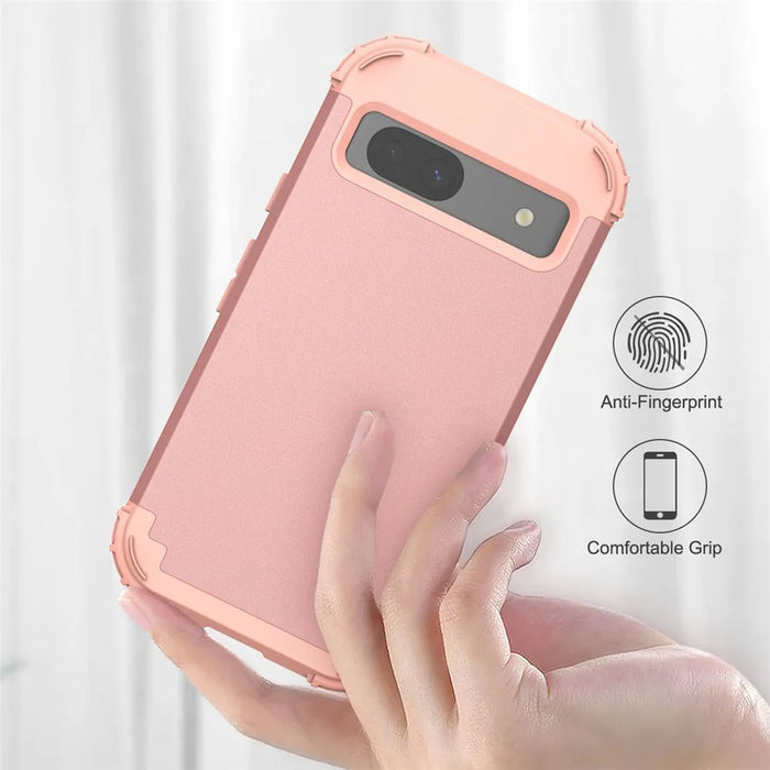 L-Style For Google Pixel 8a Case Shock Absorbing PC + TPU Phone Protective Shell - Rose Gold+Rose Gold - 5