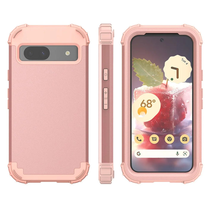 L-Style For Google Pixel 8a Case Shock Absorbing PC + TPU Phone Protective Shell - Rose Gold+Rose Gold - 7
