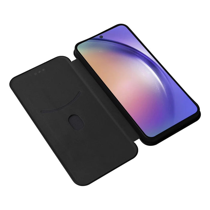 For Samsung Galaxy A35 5G Card Slots Phone Case Magnetic Closing Leather Cover - Black - 2