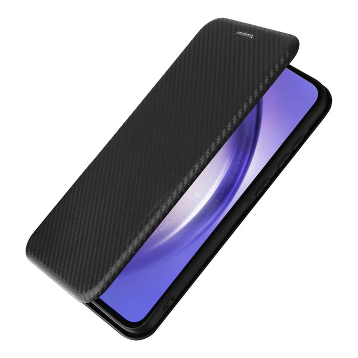 For Samsung Galaxy A35 5G Card Slots Phone Case Magnetic Closing Leather Cover - Black - 5