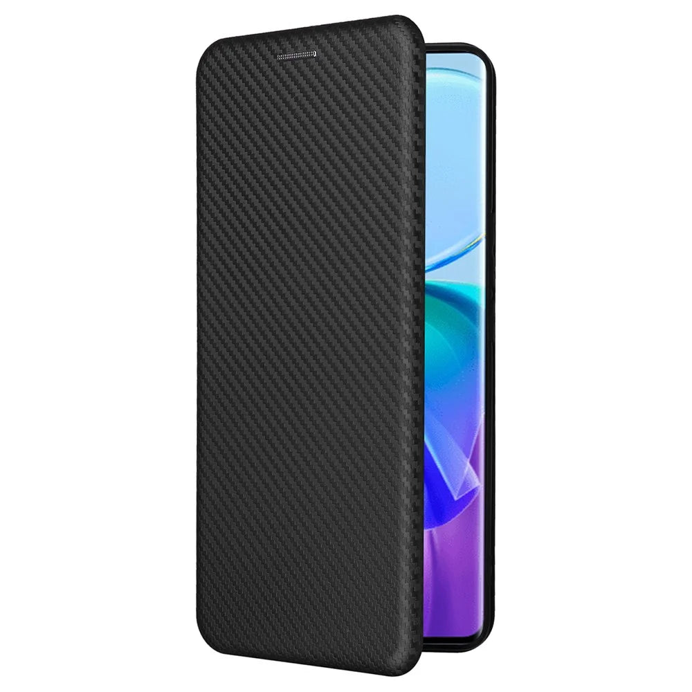 Card Holder Case for vivo V29 Lite 5G Leather Phone Cover Carbon Fiber Texture - Black - 7