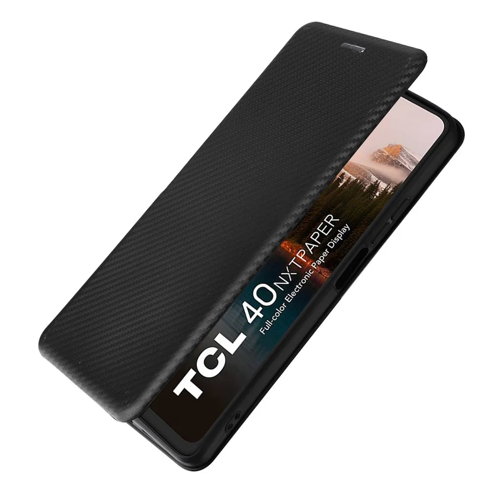 For TCL 40 Nxtpaper 4G Leather Case Card Slots Phone Cover Magnetic Closing - Black - 5