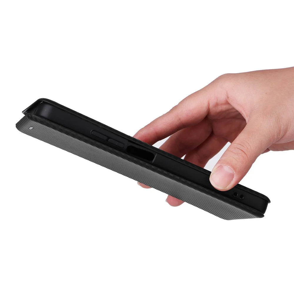 For TCL 40 Nxtpaper 4G Leather Case Card Slots Phone Cover Magnetic Closing - Black - 6
