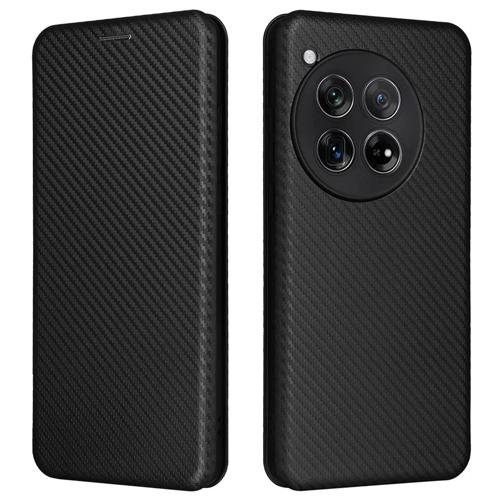 For OnePlus 12 5G Leather Phone Case with Card Slots Stand - Black - 1