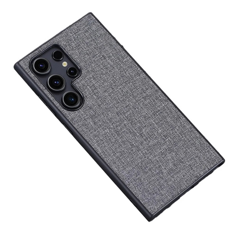 For Samsung Galaxy S24 Ultra Cell Phone Case Drop-resistant Cloth+Hard PC Protective Back Cover - Grey - 1