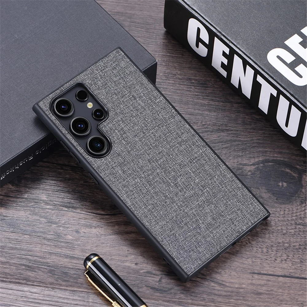 For Samsung Galaxy S24 Ultra Cell Phone Case Drop-resistant Cloth+Hard PC Protective Back Cover - Grey - 2