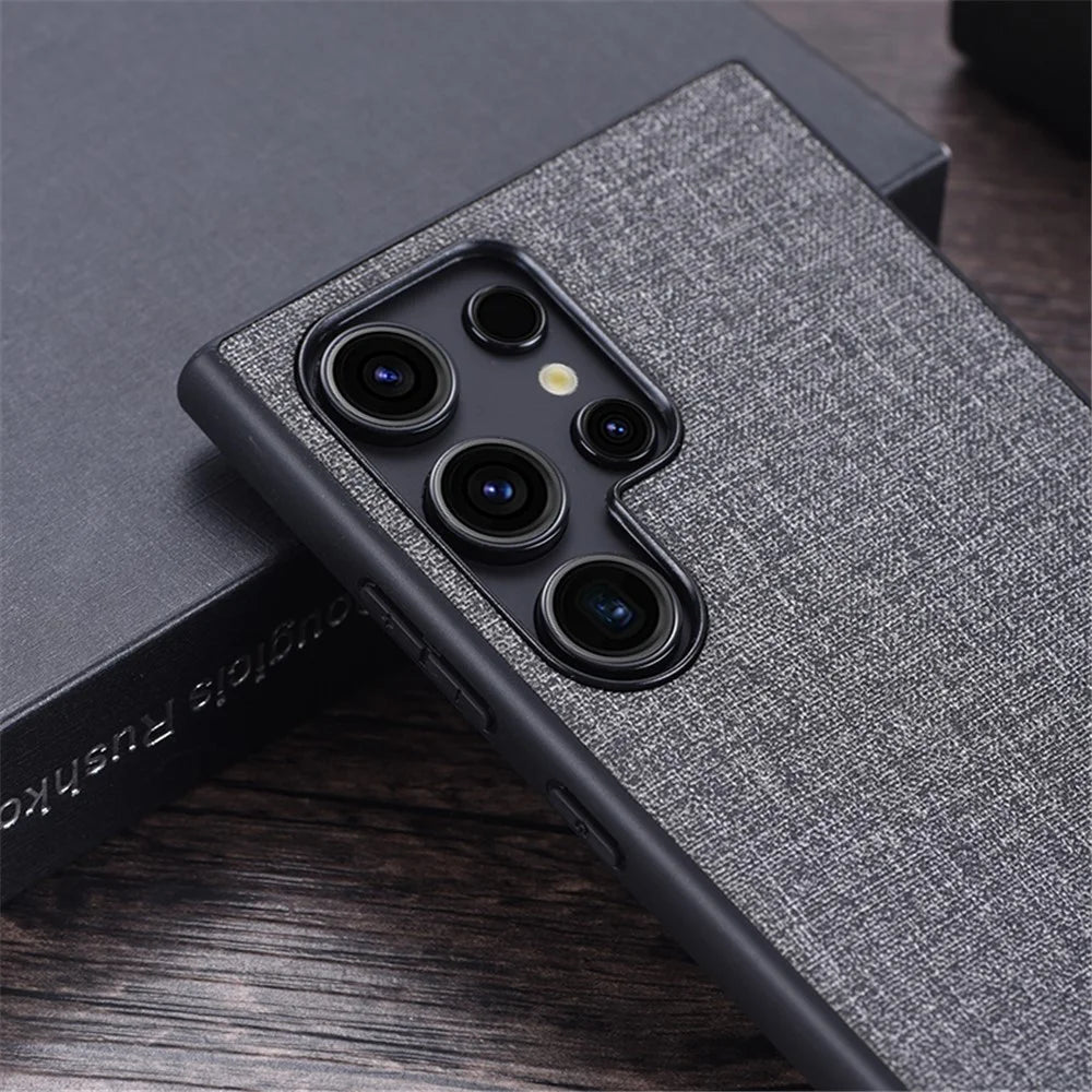 For Samsung Galaxy S24 Ultra Cell Phone Case Drop-resistant Cloth+Hard PC Protective Back Cover - Grey - 3