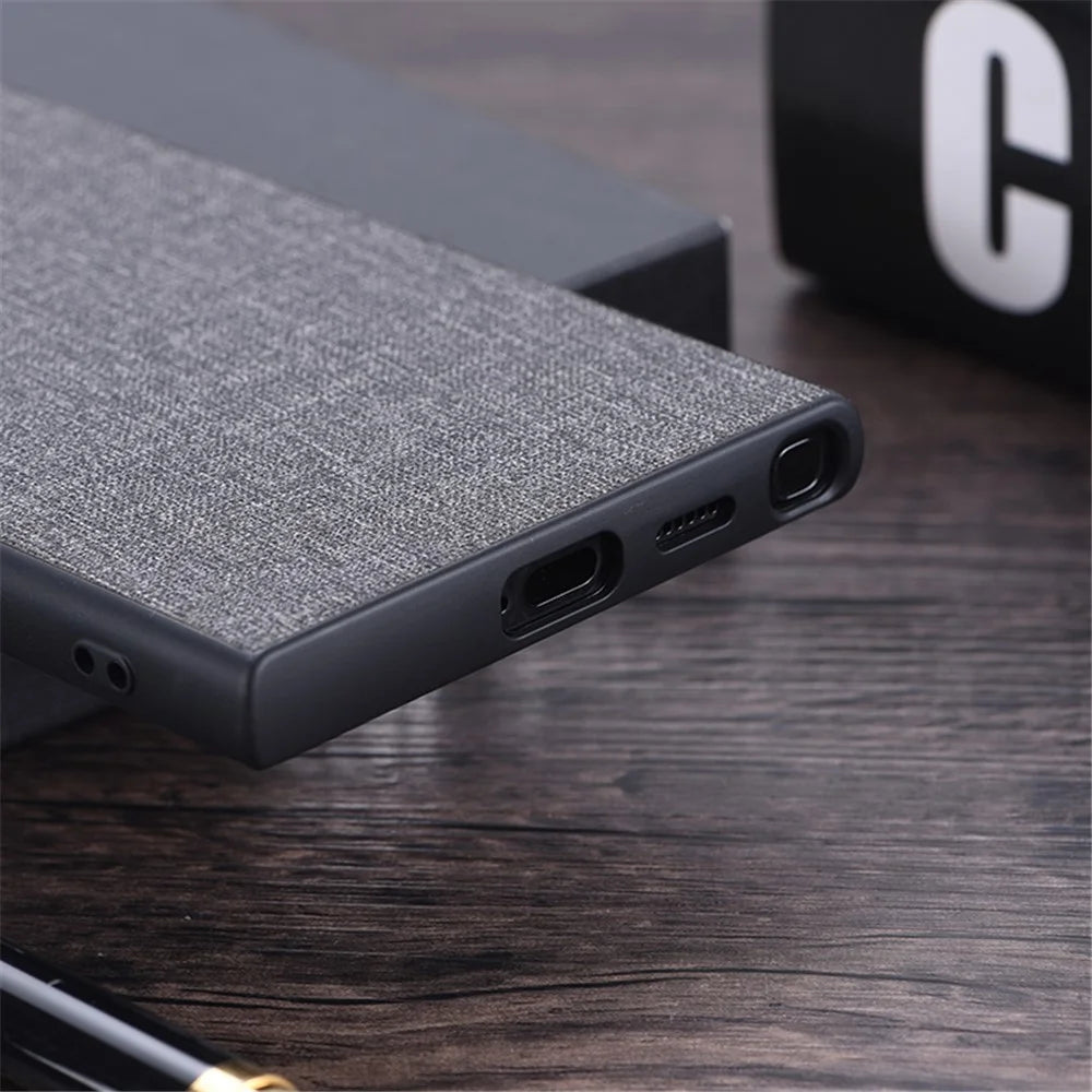 For Samsung Galaxy S24 Ultra Cell Phone Case Drop-resistant Cloth+Hard PC Protective Back Cover - Grey - 4