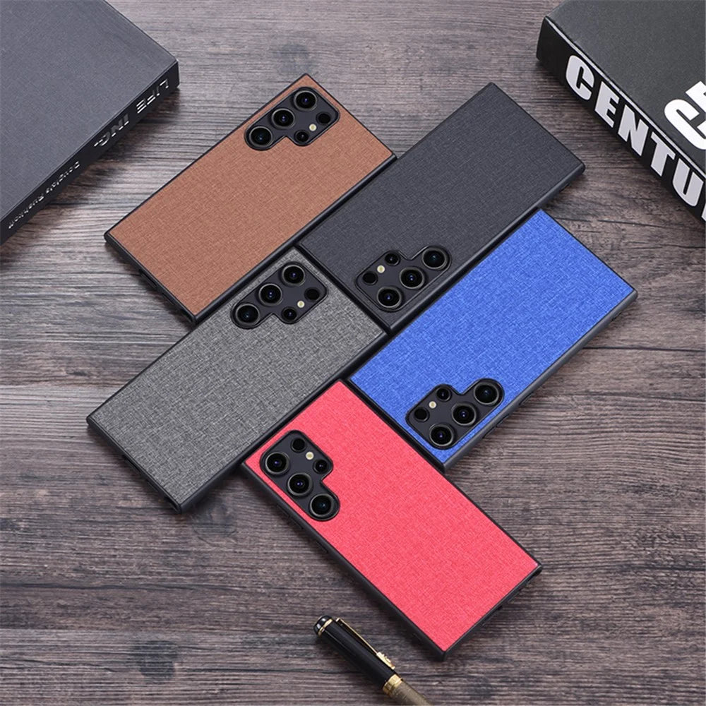 For Samsung Galaxy S24 Ultra Cell Phone Case Drop-resistant Cloth+Hard PC Protective Back Cover - Grey - 6